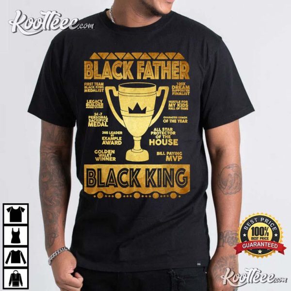 Black Father Black King Trophy Fathers Day T-Shirt