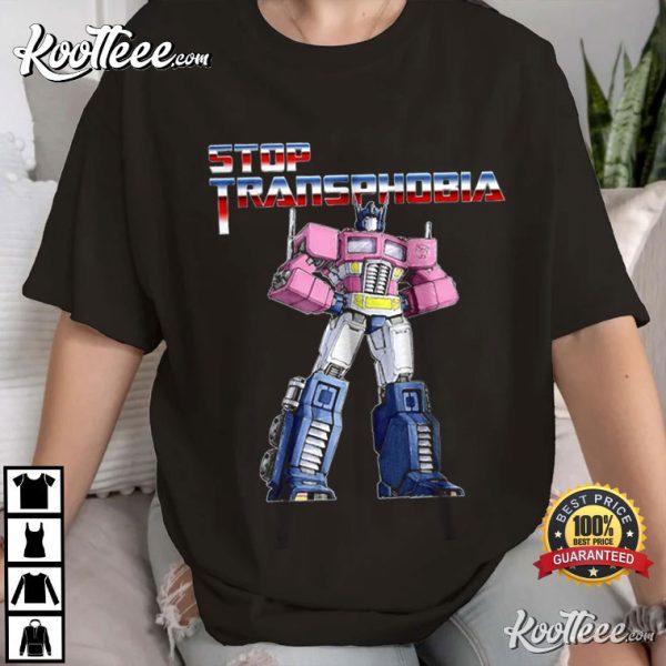 Stop Transphobia Pink Optimus Prime Transformers T-Shirt