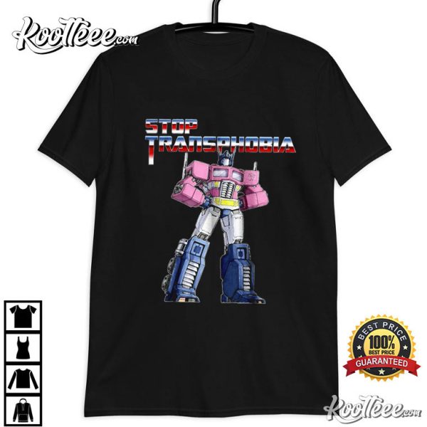 Stop Transphobia Pink Optimus Prime Transformers T-Shirt