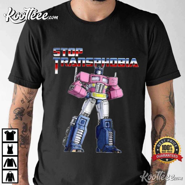 Stop Transphobia Pink Optimus Prime Transformers T-Shirt