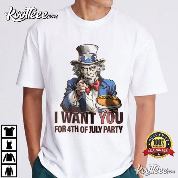 Uncle Sam Hold Hot Dog 4th Of July T-Shirt