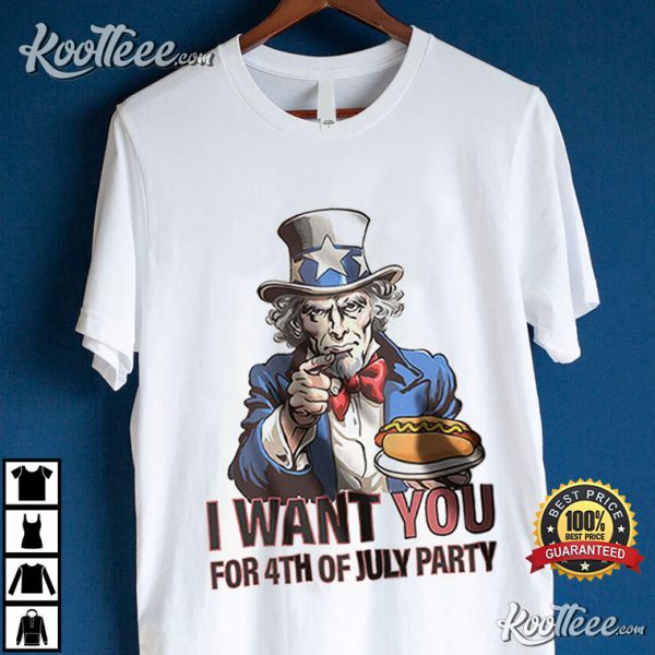 Uncle Sam Hold Hot Dog 4th Of July T-Shirt