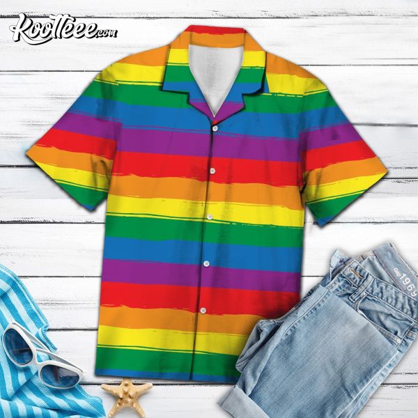LGBTQ Stripe Rainbow Nice Ornamental Hawaiian Shirt
