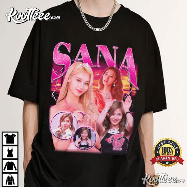 Twice Sana Retro Bootleg Kpop Merch Best T-shirt