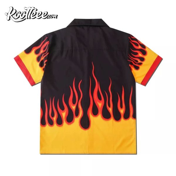 Fire Flame Harajuku Oversized Graphic Hawaiian Shirt