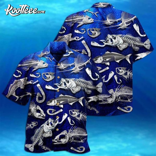Fishing Fishbone Blue Style Hawaiian Shirt