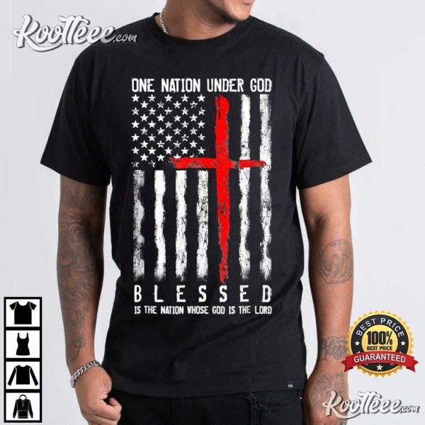 Christian Blessed One Nation Under God 4th Of July T-Shirt