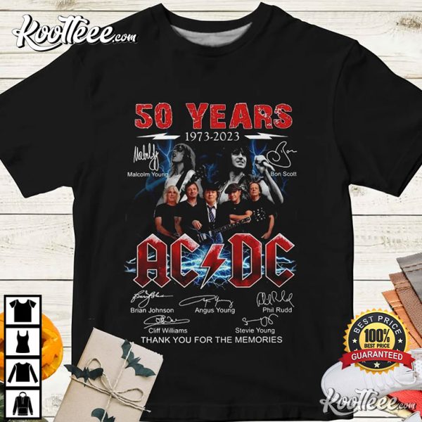 ACDC Band 50th Anniversary 1973 2023 Signature T- Shirt
