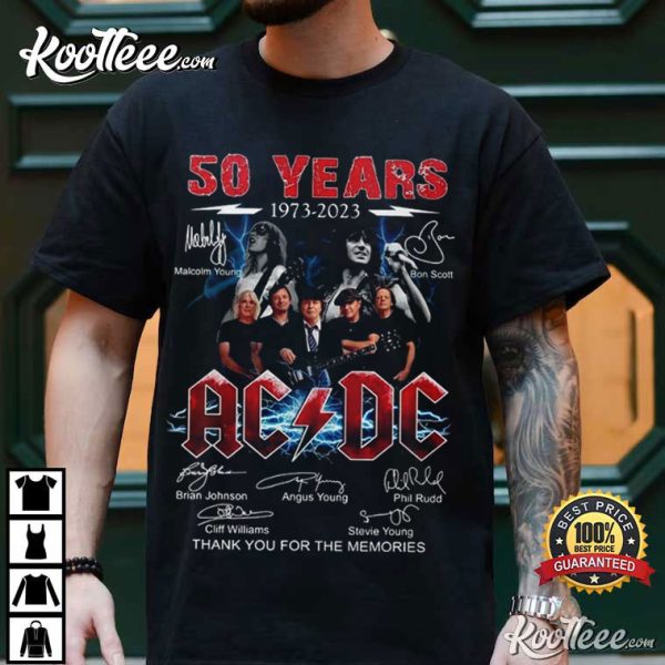 ACDC Band 50th Anniversary 1973 2023 Signature T- Shirt
