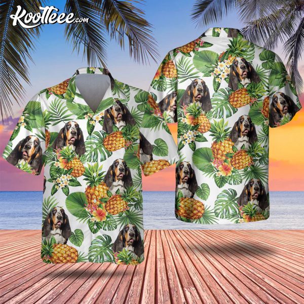 Basset Hound Tropical Pattern Hawaiian Shirt