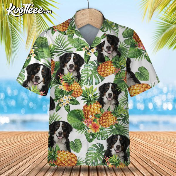 Bernese Mountain Dog Tropical Pattern Hawaiian Shirt