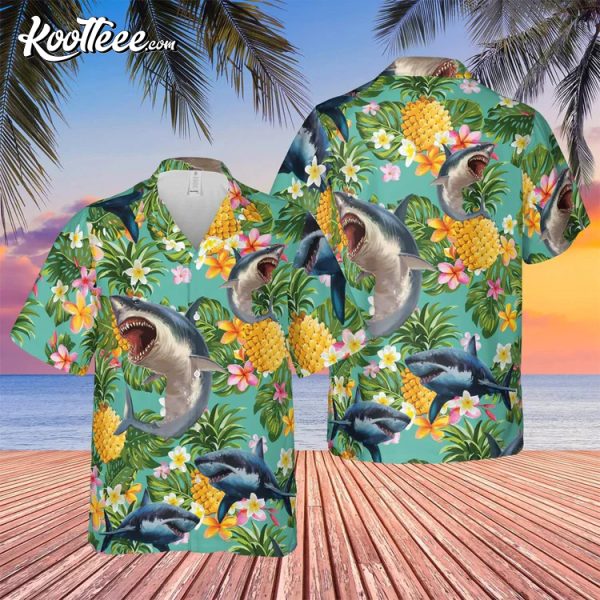 Tropical Flower Shark Hawaiian Shirt