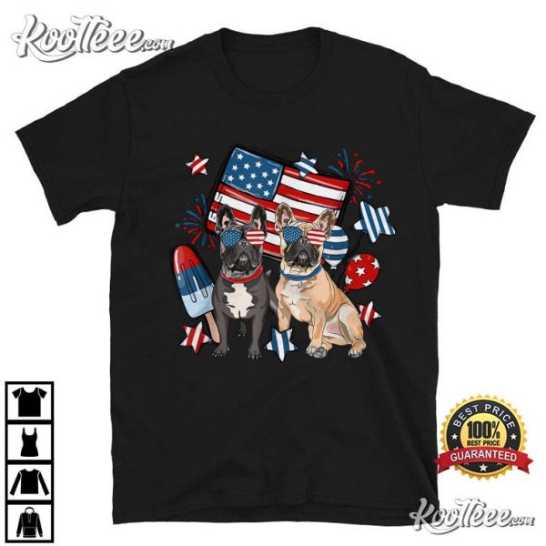 French Bulldog Patriotic 4th of July USA Flag T-Shirt