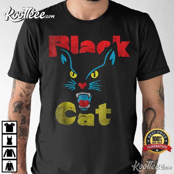 Black Cat Halloween 70s T-Shirt