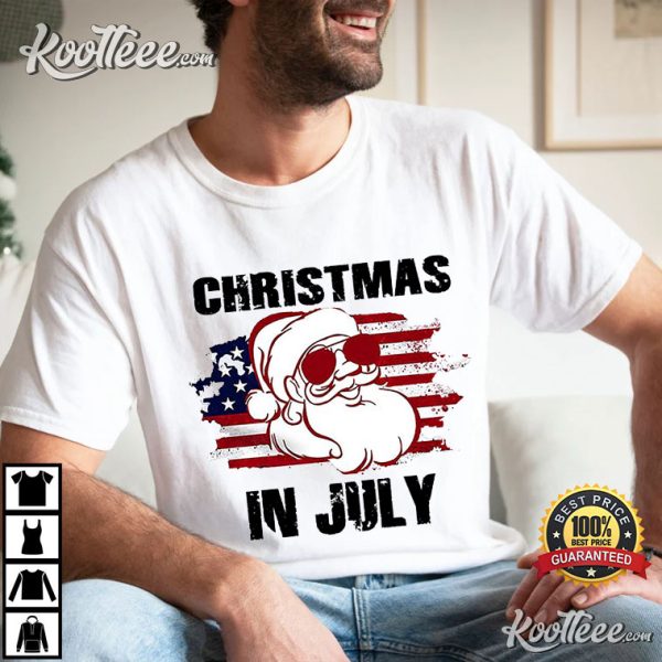 US Flag Christmas in July T-Shirt