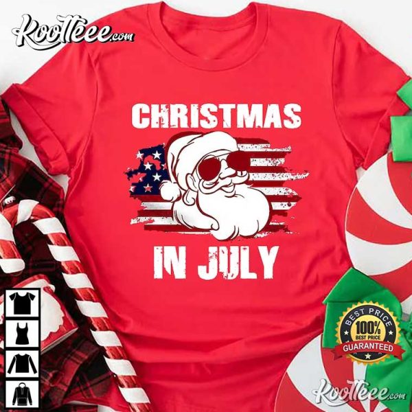 US Flag Christmas in July T-Shirt
