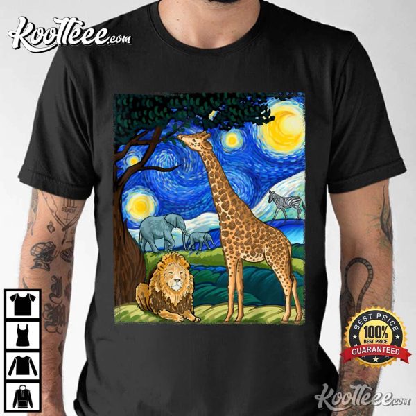 Night Safari Starry Night Zoo Animals T-Shirt