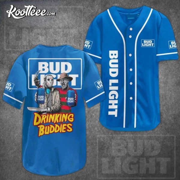Drinking Buddies Bud Light Jason Voorhees Freddy Krueger Baseball Jersey