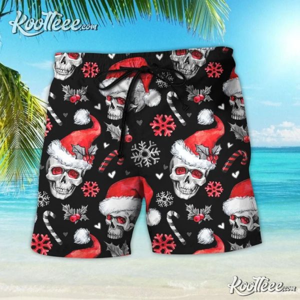 Christmas Skulls With Candy Canes Aloha Shirt And Short