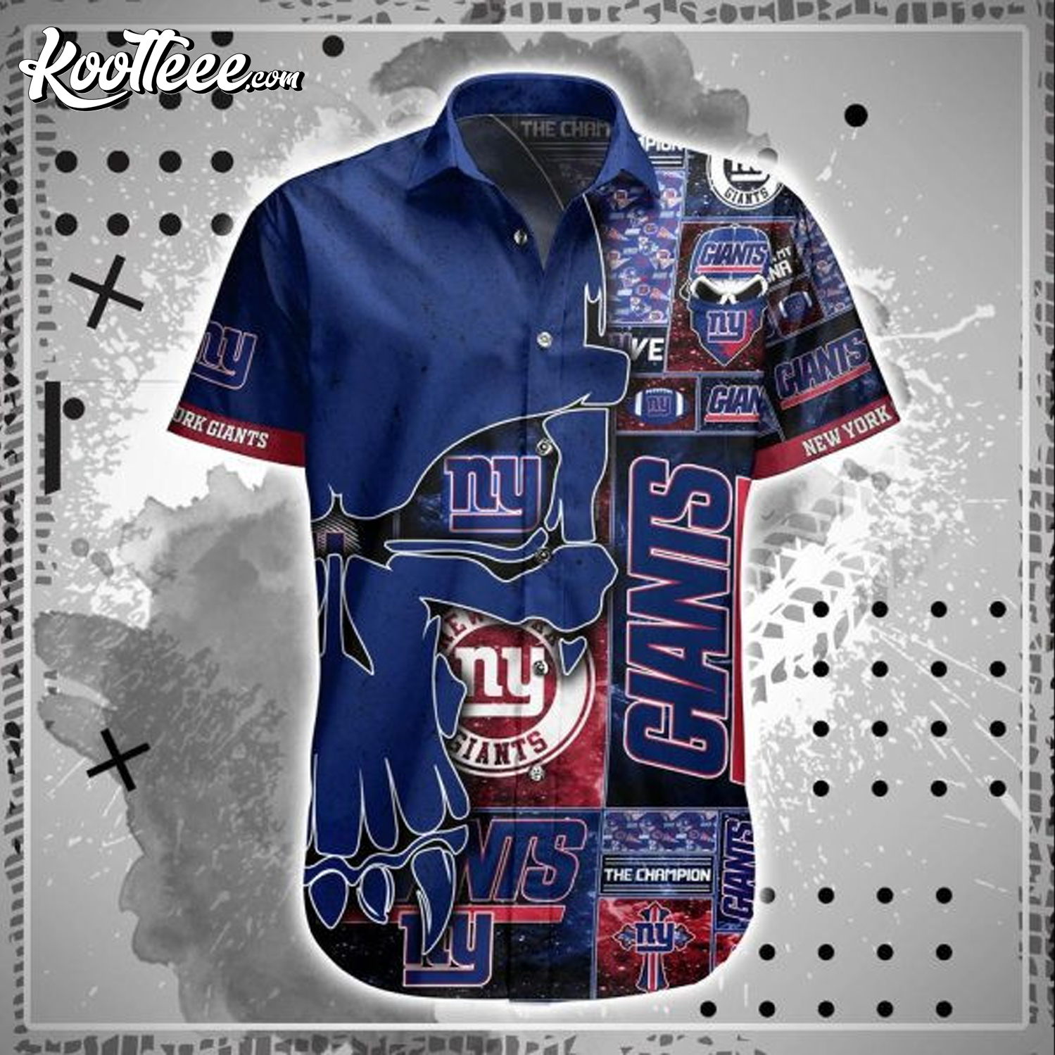 New York Giants Hawaiian Button Up Shirt