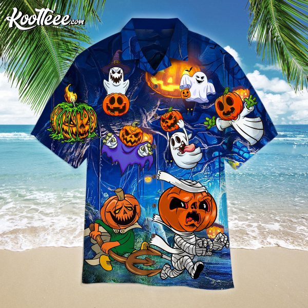 Amazing Pumpkin And Ghost Halloween Hawaiian Shirt