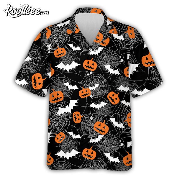 Halloween Bat Pumpkin Pattern Hawaiian Shirt