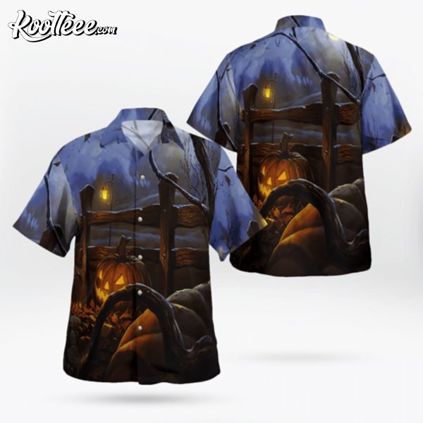 Starry Night Halloween Pumpkin Hawaiian Shirt