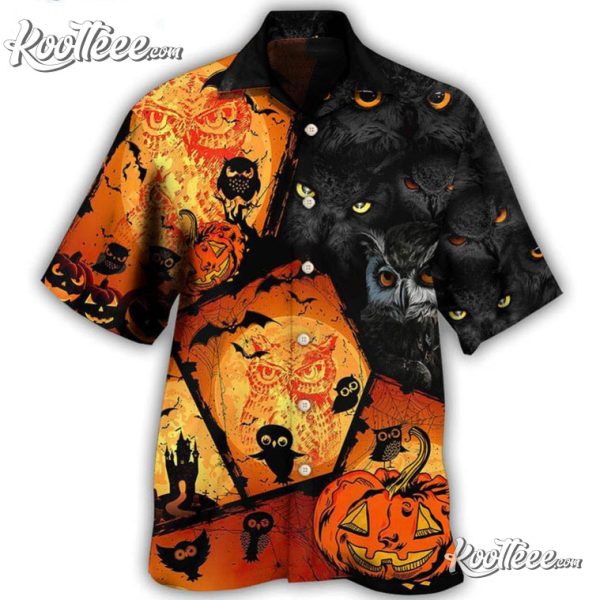 Halloween Owl Pumpkin Scary Trendy Aloha Hawaiian Shirt