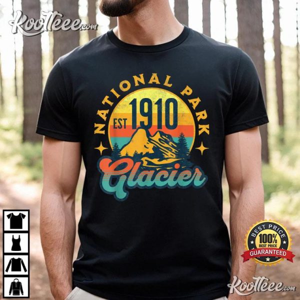 Glacier Montana Nature Mountains Hiking Outdoors Vintage T-Shirt