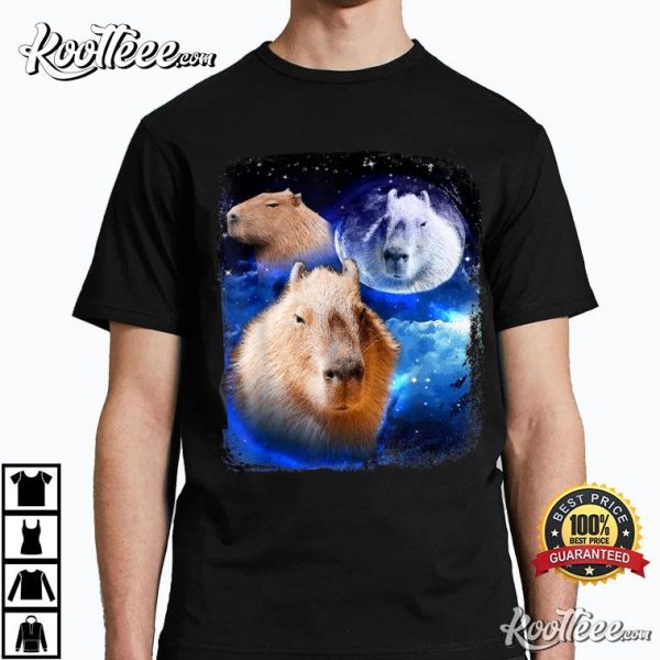 Capybara Meme Moon Funny Capybaras Vintage Kawaii T-Shirt