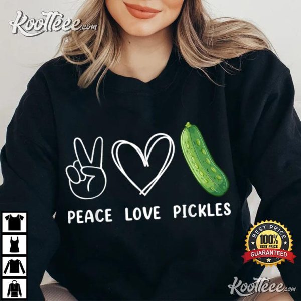 Peace Love Pickles Retro T-Shirt