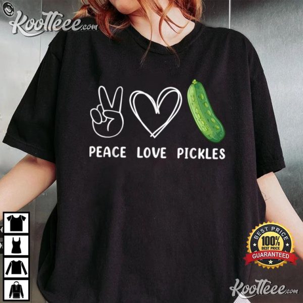 Peace Love Pickles Retro T-Shirt