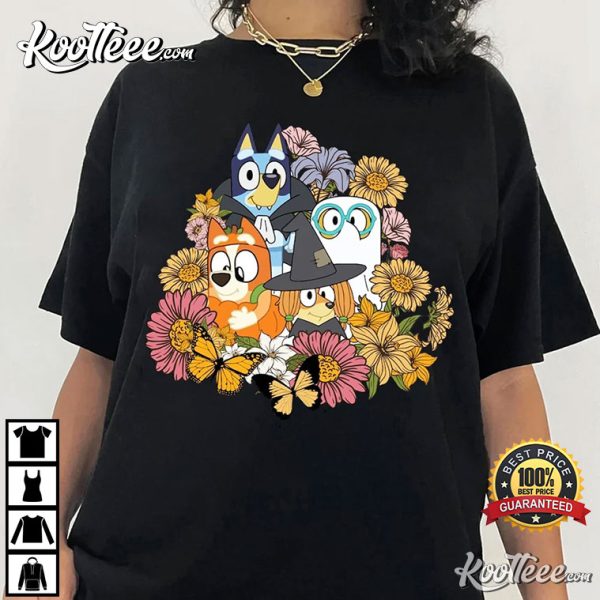 Floral Bluey And Friend Halloween T-Shirt