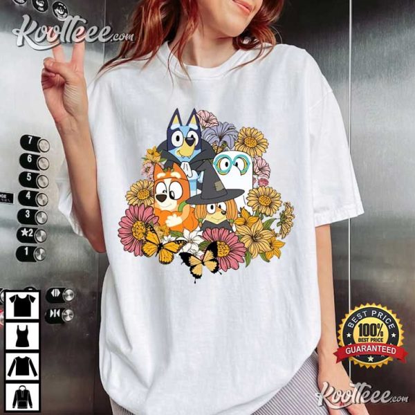 Floral Bluey And Friend Halloween T-Shirt
