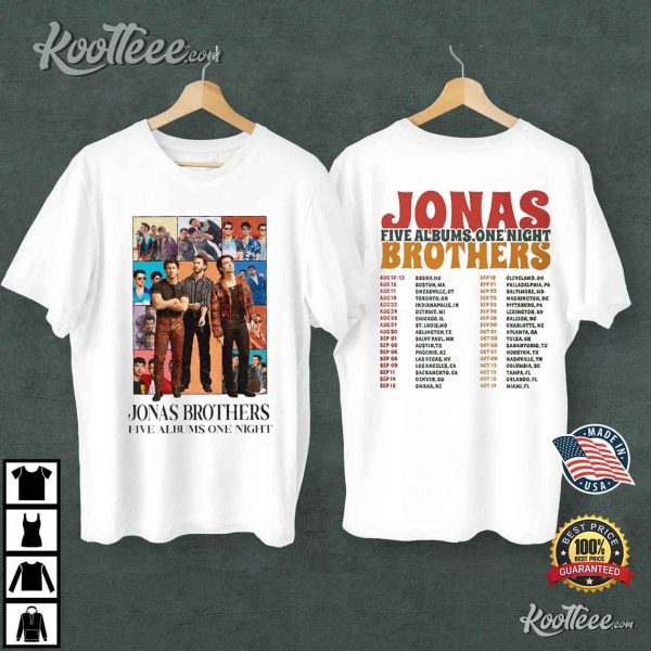 Retro Jonas Brothers 5 Albums 1 Night 2 Sides T-Shirt