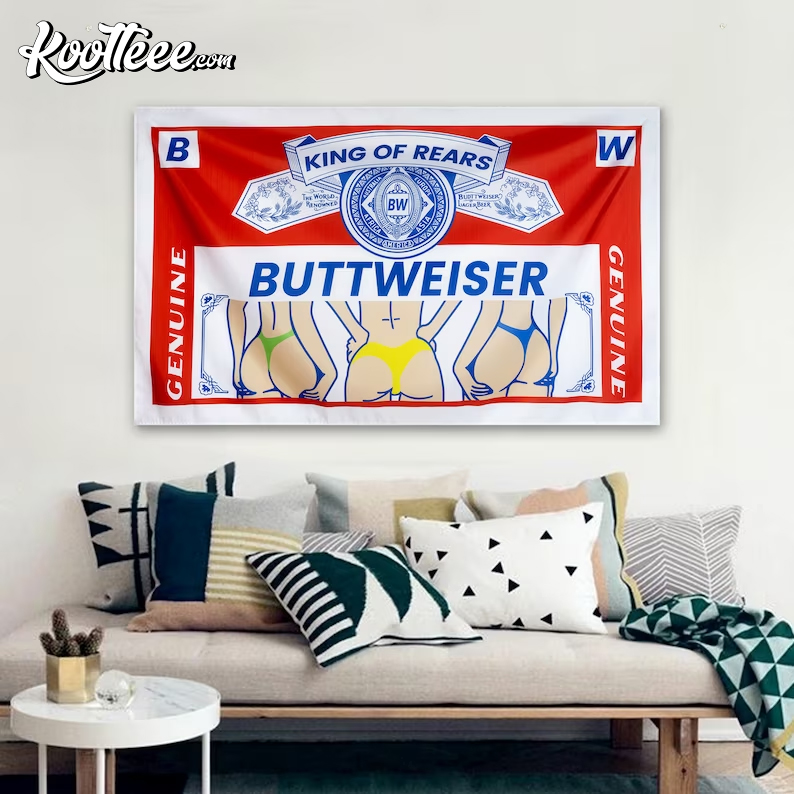 Buttweiser Flag King of Rears Bud Funny Wall Tapestry