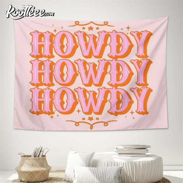 Howdy Tapestry Preppy Cute Pink Hanging Tapestry