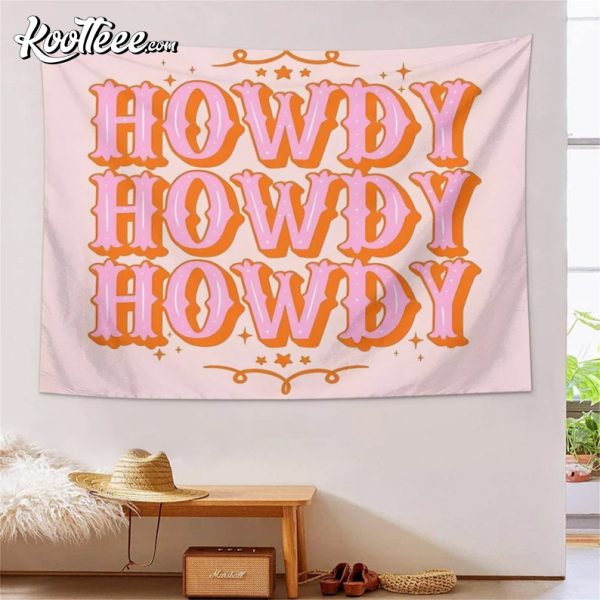 Howdy Tapestry Preppy Cute Pink Hanging Tapestry
