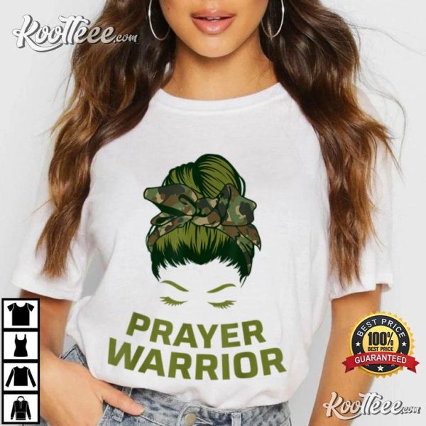 Prayer Warrior Women Camo Faith God Jesus Christian T-Shirt
