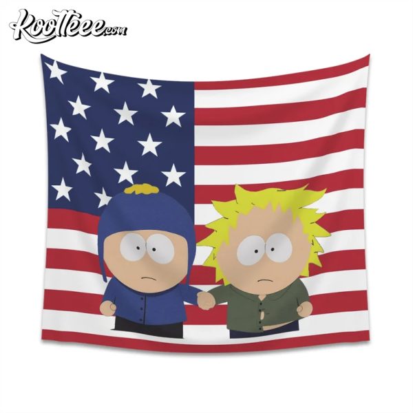 South Park Craig x Tweek American Flag Printed Wall Tapestry
