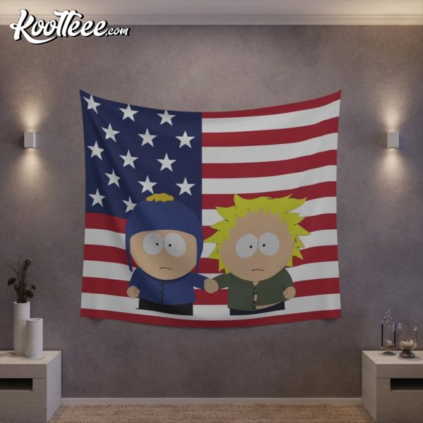 South Park Craig x Tweek American Flag Printed Wall Tapestry