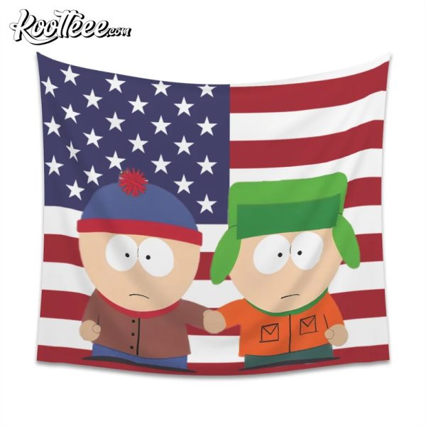 South Park Style American Flag Printed Wall Tapestry