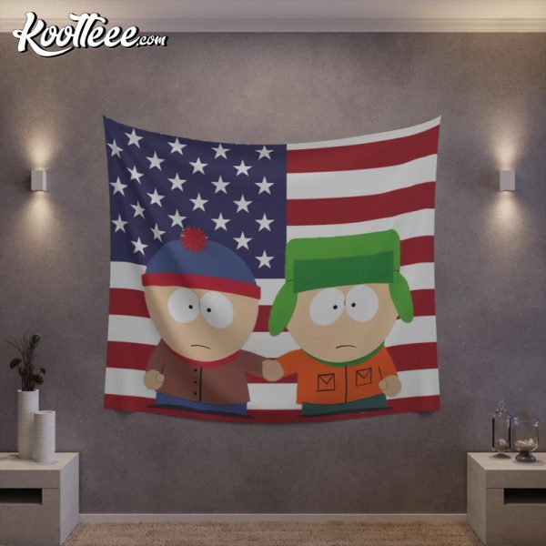 South Park Style American Flag Printed Wall Tapestry