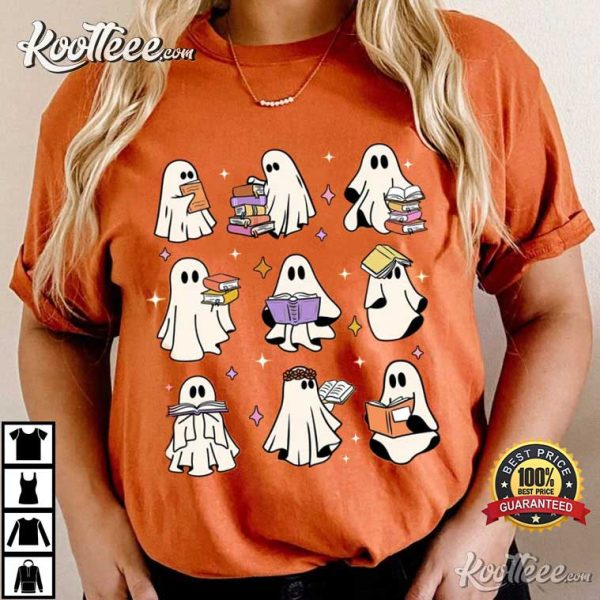 Teacher Halloween Ghost Books T-Shirt