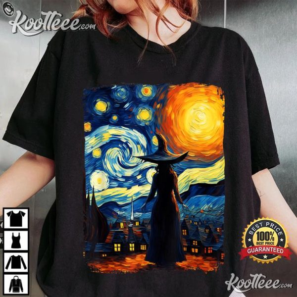 Witch Halloween Starry Night T-Shirt