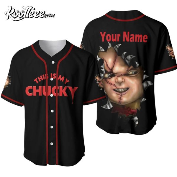Chucky With Knife Horror Movie Killer Custom Baseball Jersey