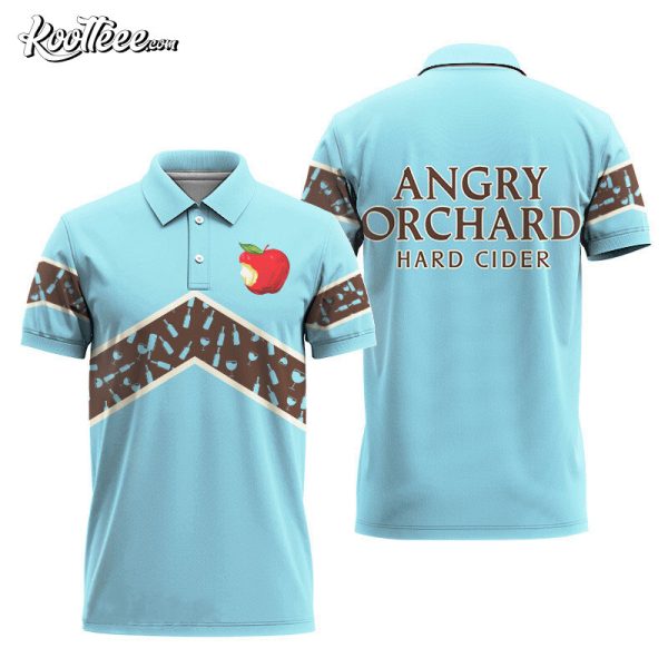Angry Orchard Blue Wine Pattern Polo Shirt