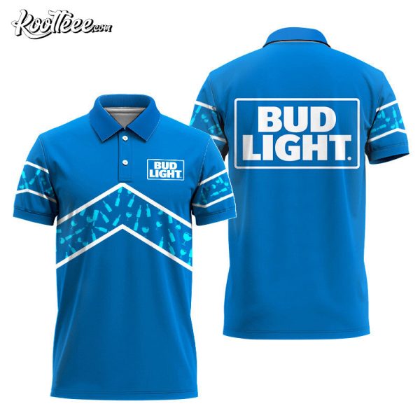 Bud Light Beer Blue Wine Pattern Polo Shirt