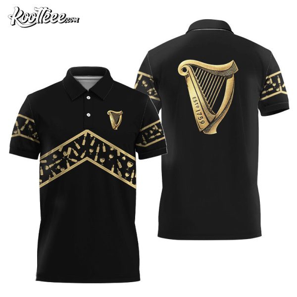 Guinness Beer Black Wine Pattern Polo Shirt