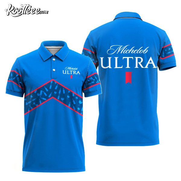 Michelob ULTRA Blue Wine Pattern Polo Shirt